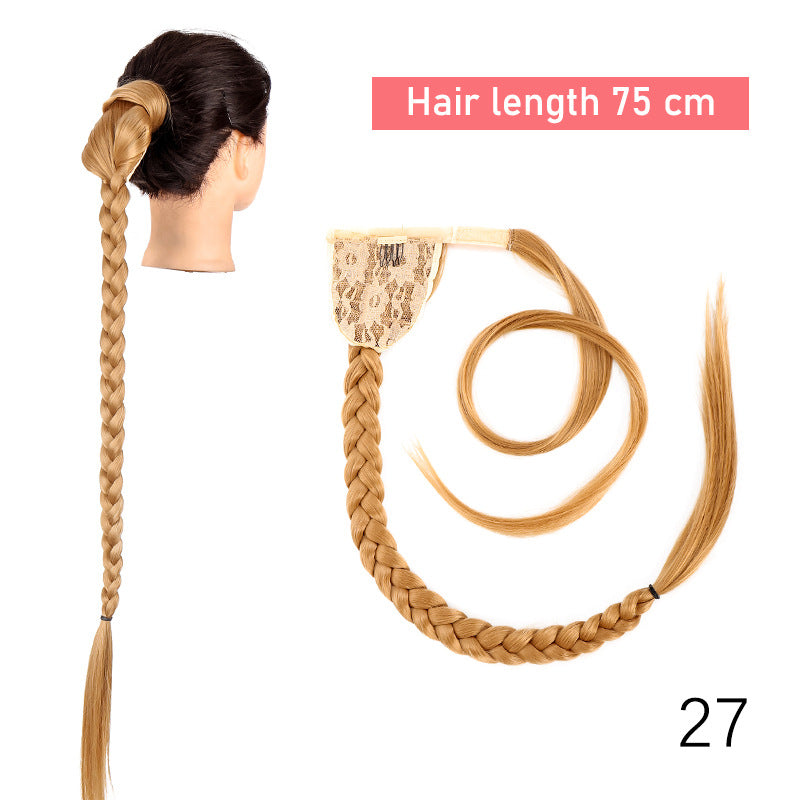 Wig Ponytail Women's Long Hair Velcro Fishbone Braid