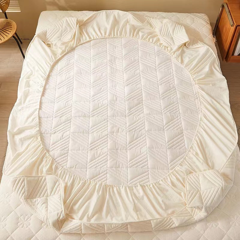 Pure Cotton Bed Sheet Single Piece Thickened Quilted Anti-mite Mattress Protector