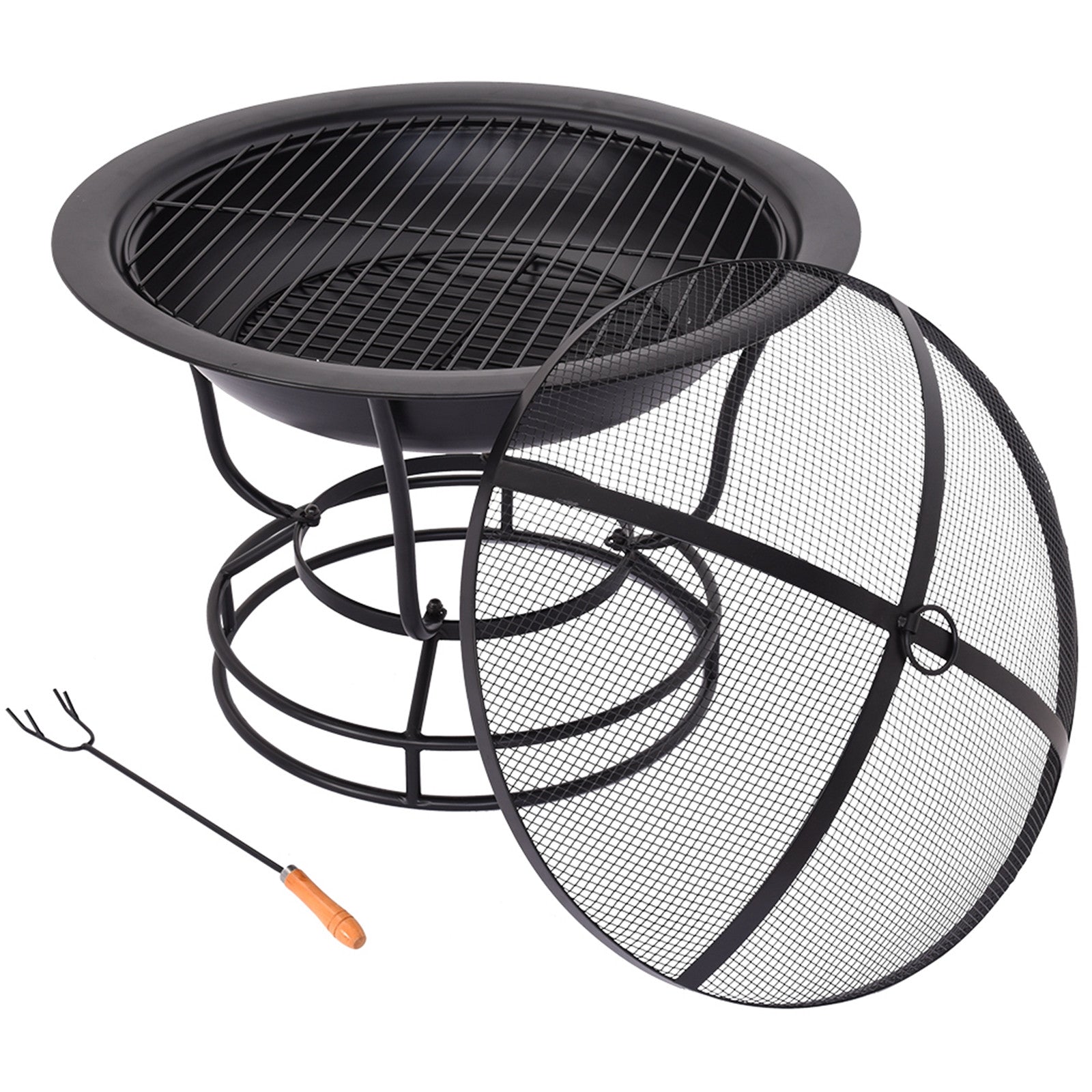 Firepit Metal Backyard Patio Garden Stove Fireplace With Poker