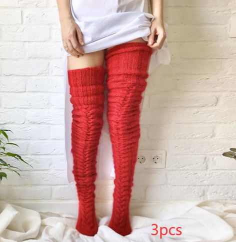 Knitted socks over the knee lengthened stockings