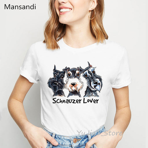 Summer Women's Clothing Schnauzer Dog Women's Printed Wear Clothes T-shirt Women