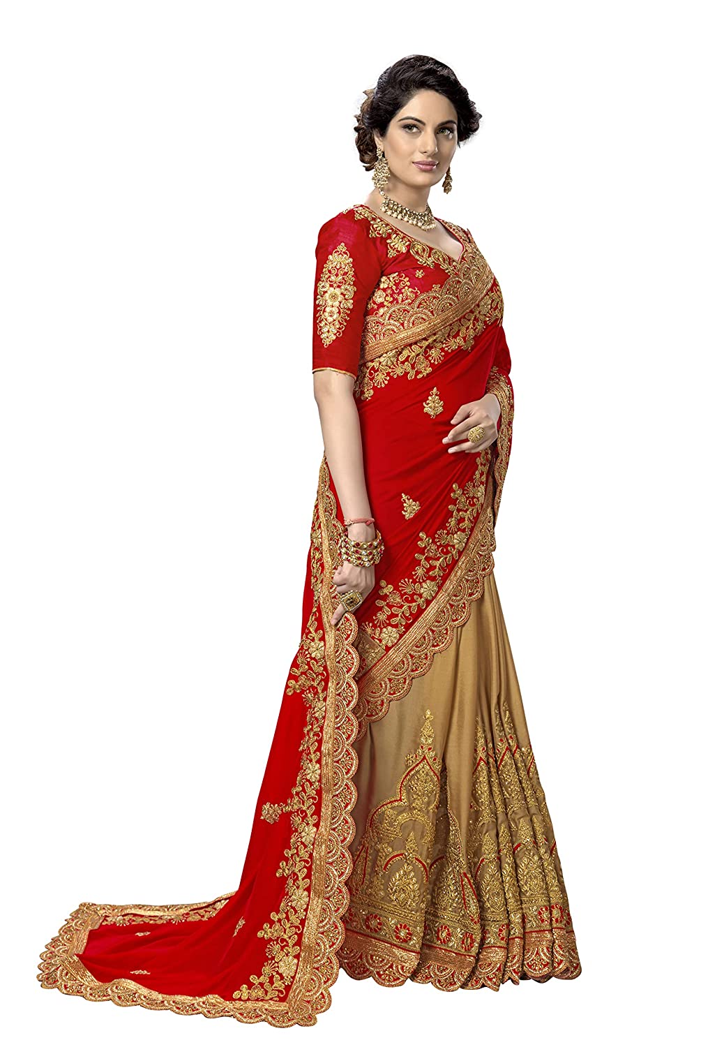 Women's Silk Embroidery SAREE Indian Traditional Saree Wedding Dress