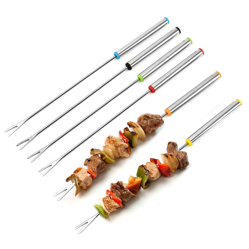 Skewers  Stainless Steel BBQ Barbecue Skewers Reusable BBQ Sticks (Set of 6 )