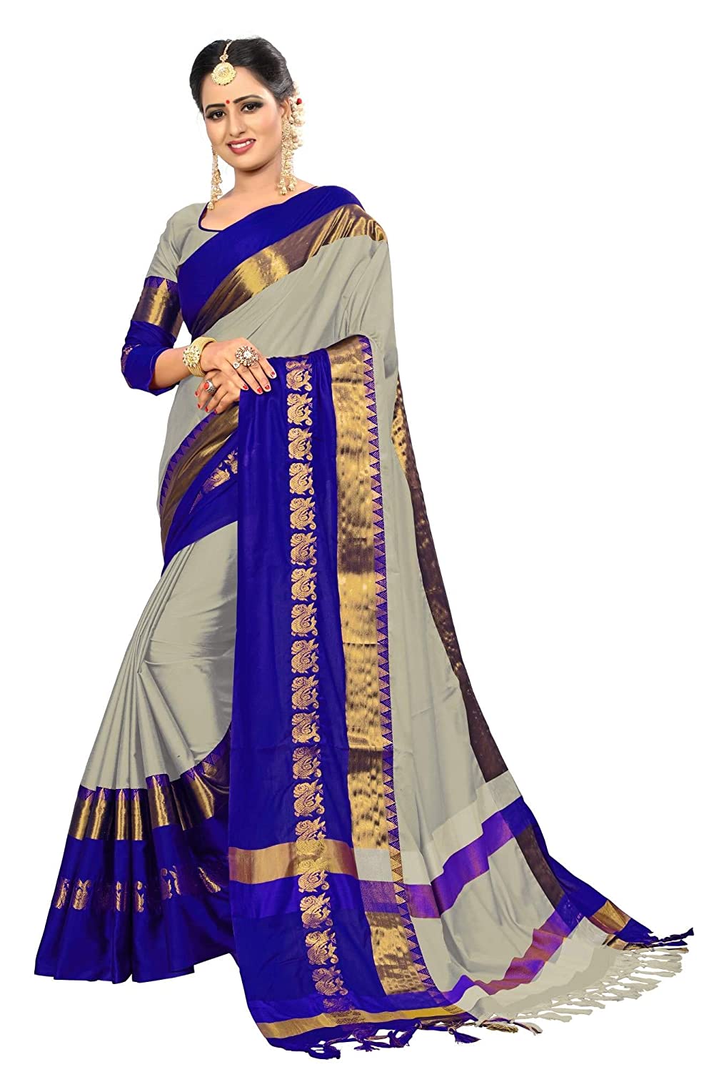 Designer Sarees Women's Banarasi Cotton Silk Saree With Blouse Piece Indian Sari Traditional Saree Wedding Dress Handmade Famous Actress Style Party Wear Free Size Ethenic Wear Clothes For Wo