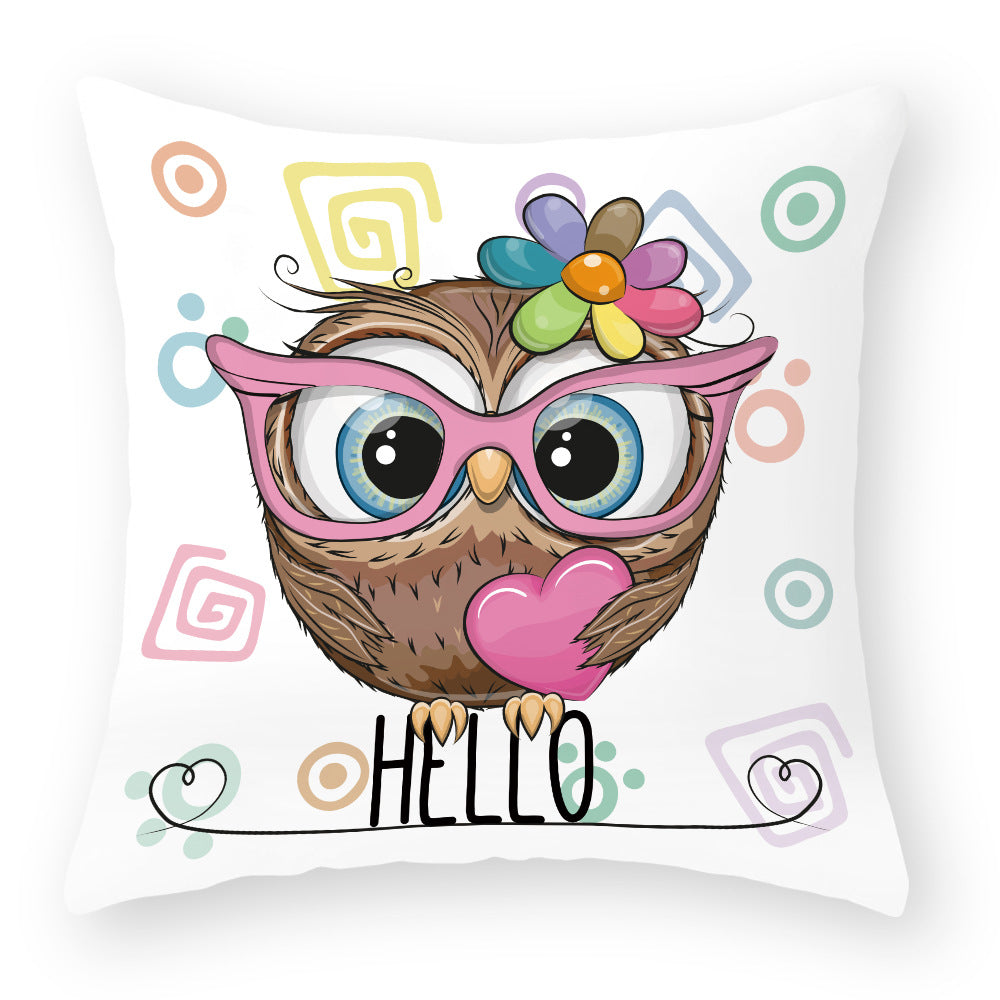 Cute Owl Peach Skin Pillow Case