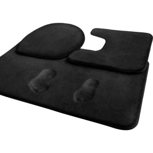 3 Pc Memory Foam Bath Mat Set Non Slip And Absorbent Bathroom Rugs Mats For Tub Shower Bath Room, Black