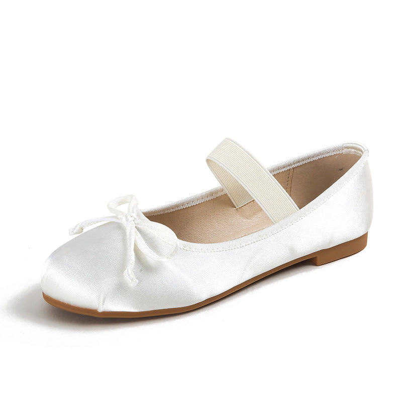 Women's Bow Tie Silk Satin Flat Shoes