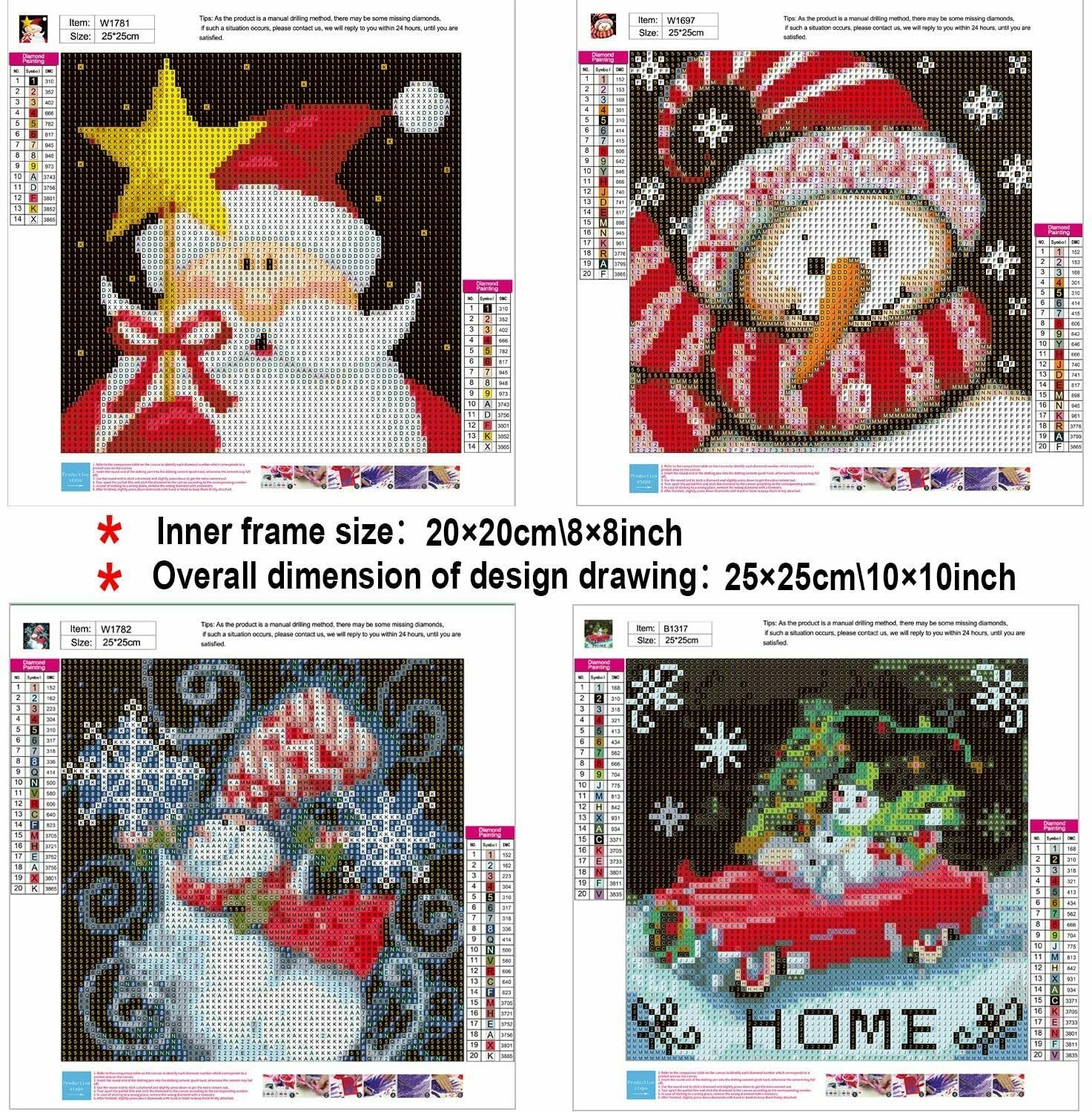 4 Packs Christmas 5D Diamond Painting Kits Full Drill Embroidery Decor Xmas Gift