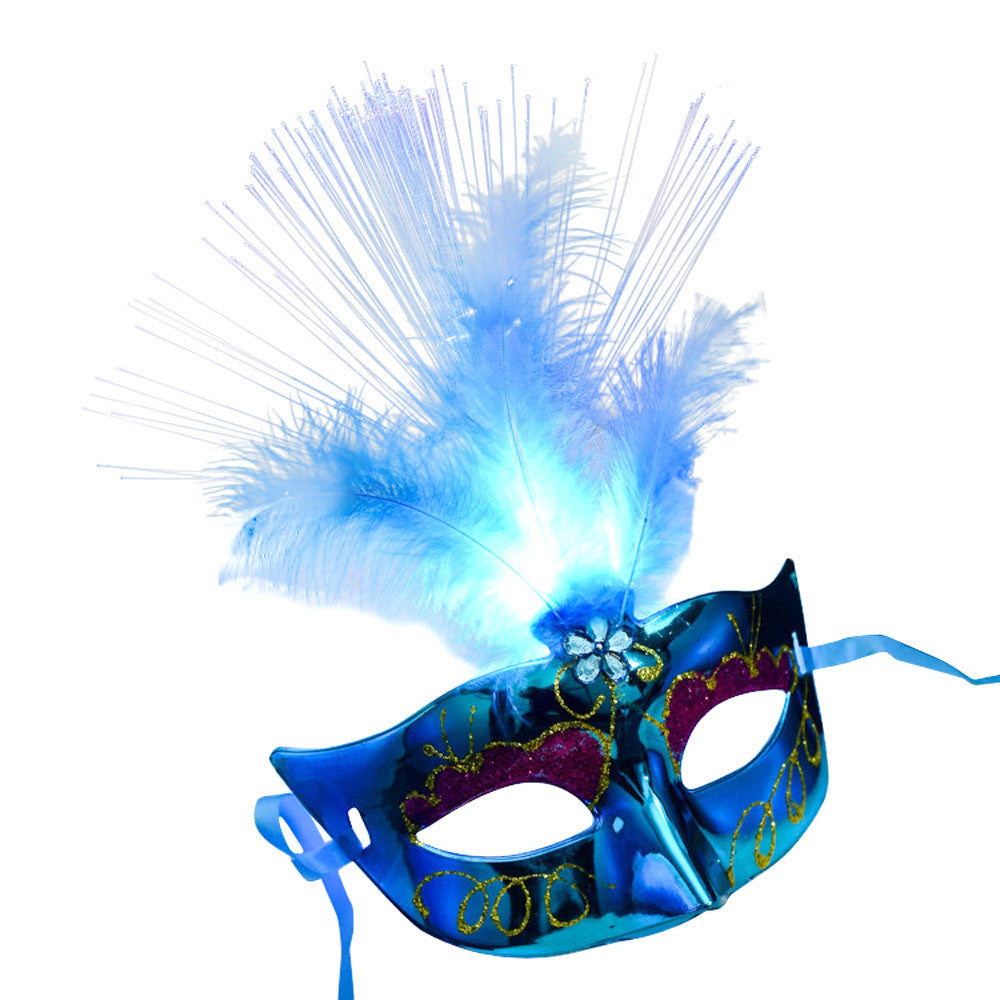 Women Venetian LEDFiber Mask Masquerade Fancy Dress Party Princess Feather Masks