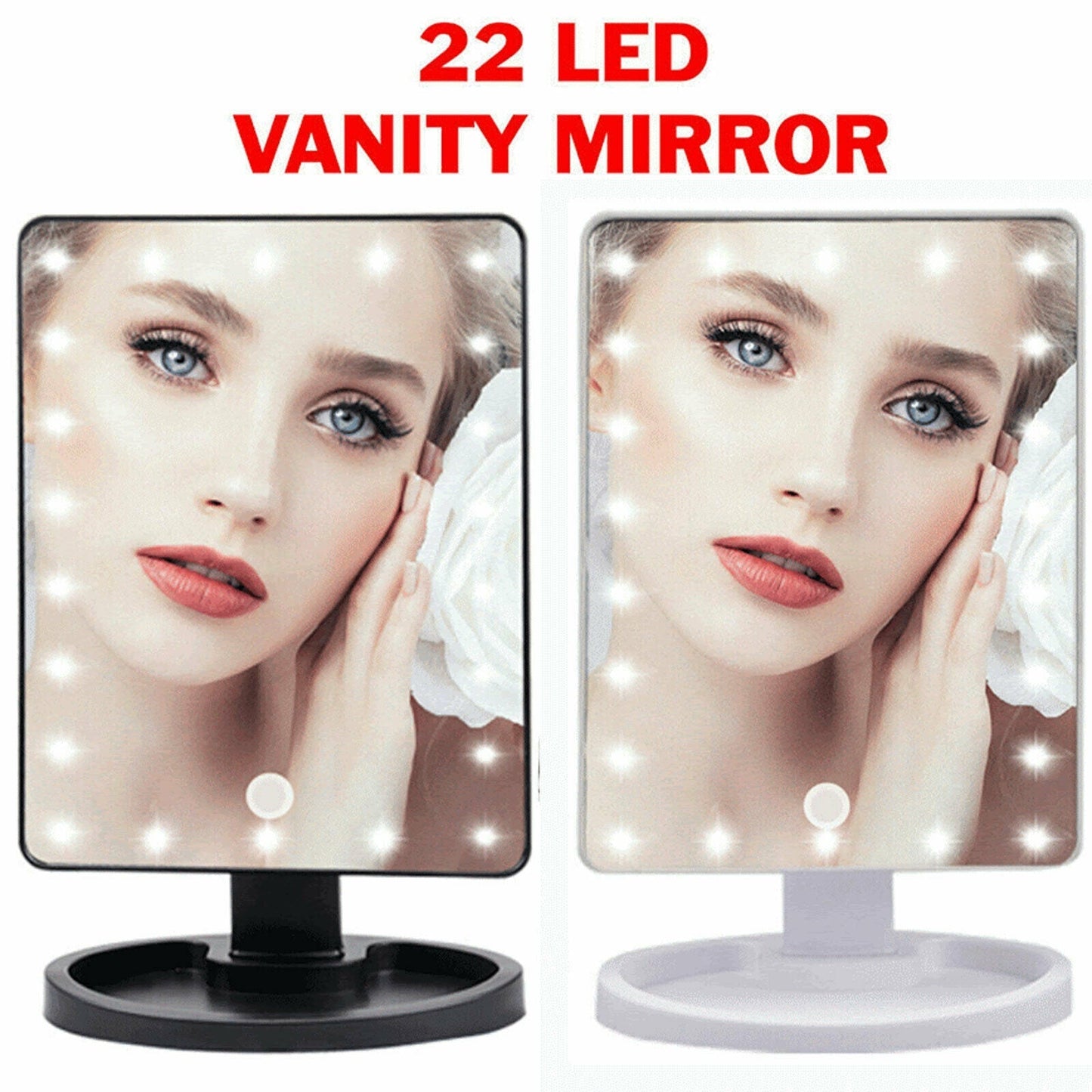 Professional 22 LED Makeup Mirror Light Portable Rotation Vanity Lights Lamp Touch Bright Adjustable USB Or Battery Use 22 LED Makeup Mirror Lighted Stand Tabletop Touch Screen Vanity White o