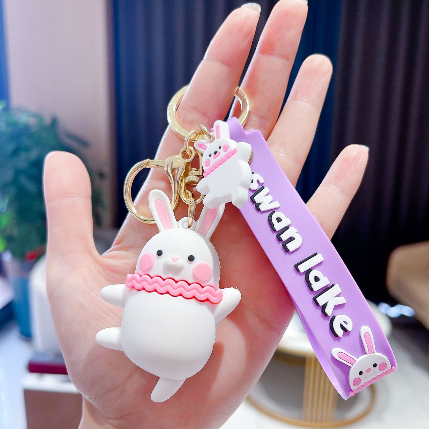 Rabbit Keychain Cartoon Three-dimensional Keychain School Bag Hanging Ornaments