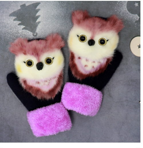 Cartoon Animal Autumn And Winter Warm Mittens